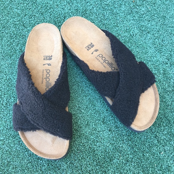 NWT Birkenstock Papilliio Daytona Platform Sandal Faux Shearling Black 38 - Picture 14 of 14